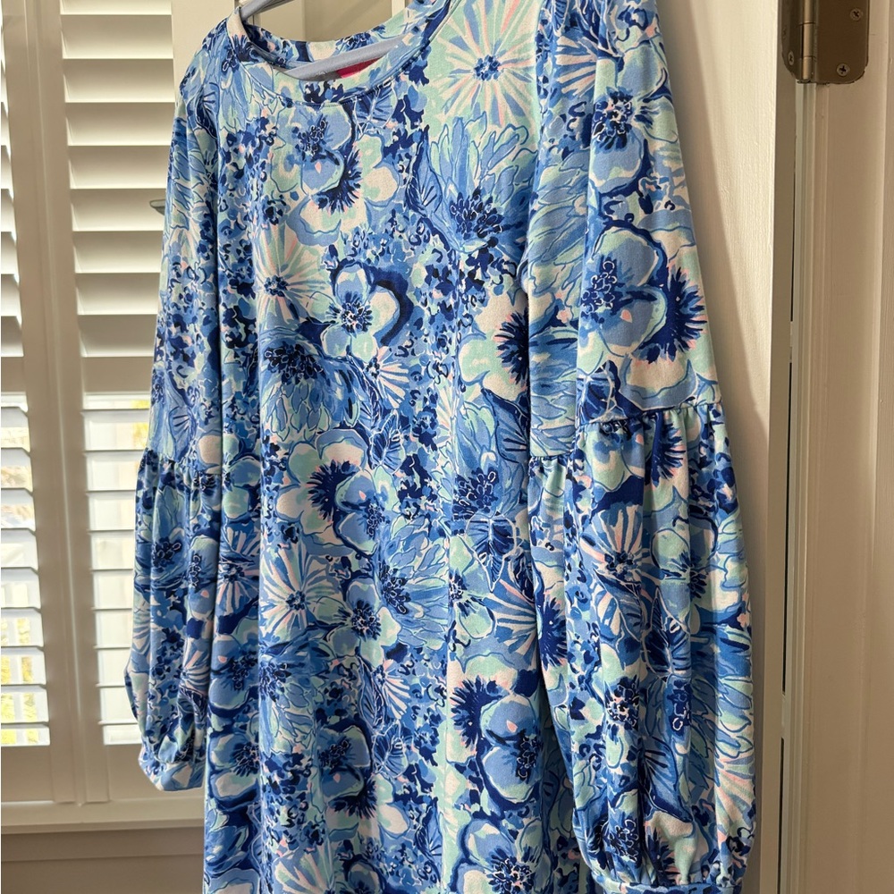 LILLY PULITZER ROUND NECK COASTAL BLUE SWEATSHIRT BARTLETT CATCH N KEEP DRESS XL - Picture 15 of 15